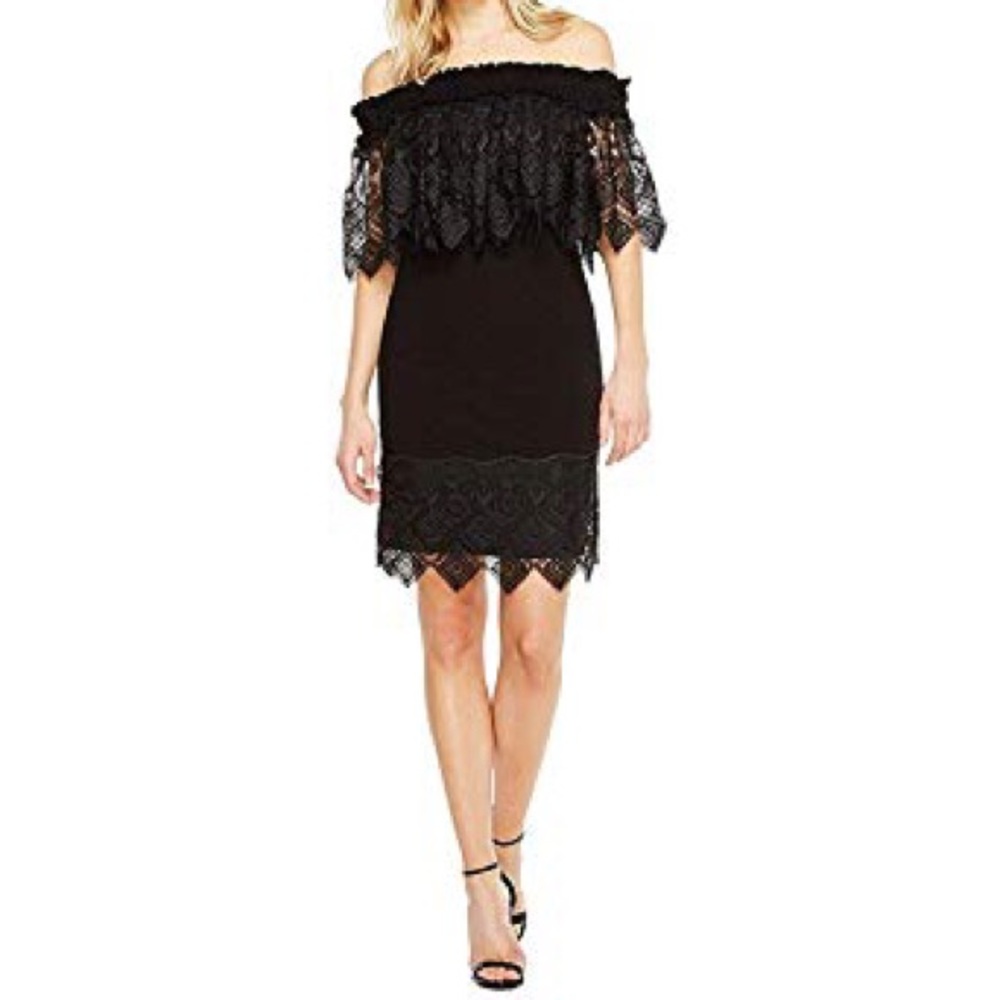 Badgley Mischka Lace Off the Shoulder Dress